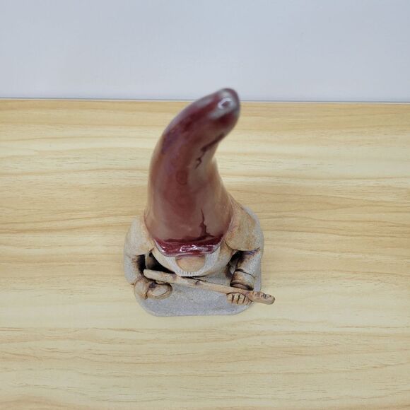 Vintage Gnome Playing a Guitar Pottery  Sculpture Figurine - Signed by Artist - Picture 9 of 15